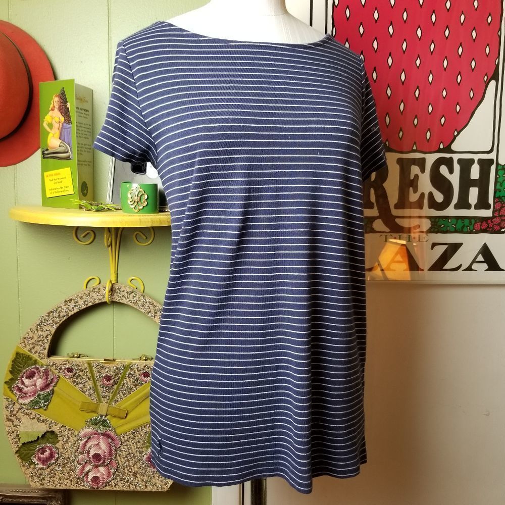 Ralph Lauren Navy Blue  White Tshirt Xl